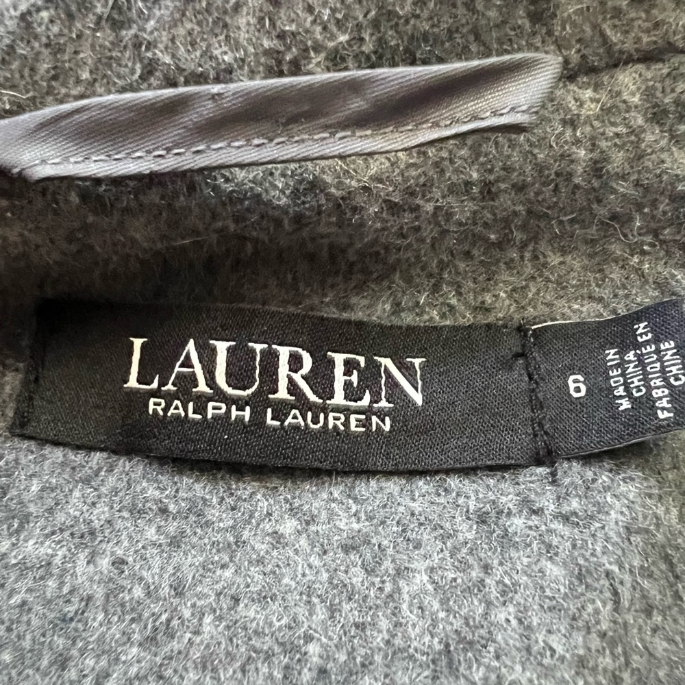 Lauren Ralph Lauren Fringe Wrap Coat Heather Gray Wool Blend Mid Length Size 6 - Picture 11 of 14